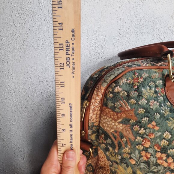 Vintage Expandable Tapestry Bag Overnight Bag  Tote Pegasus Cottagecore Floral - Picture 8 of 16